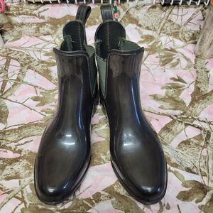 Lauren Ralph Lauren Tally Bo Rai Rubber Ankle Rain Boots Black Womens Size 8
